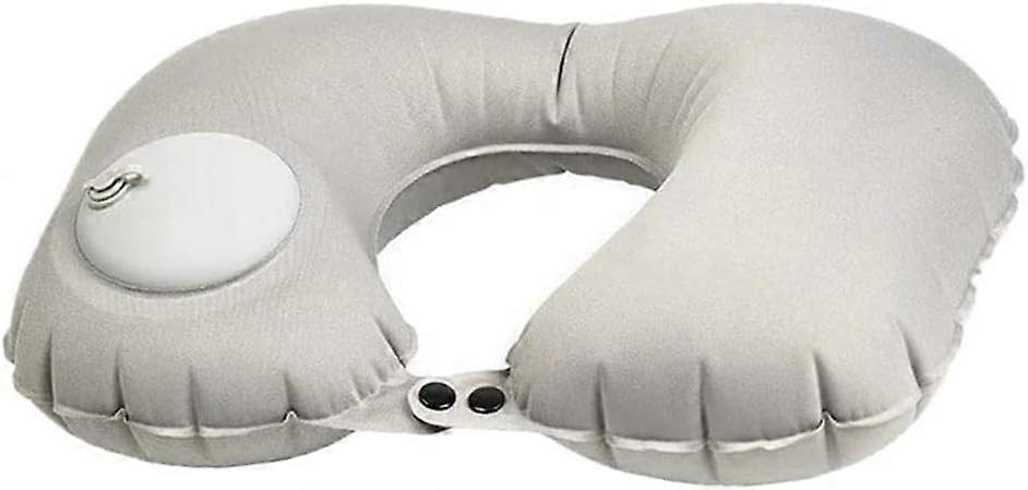 U-Shaped Inflatable Travel Neck Pillow - Soft Velvet Air Pillow for Flights,Car,Office