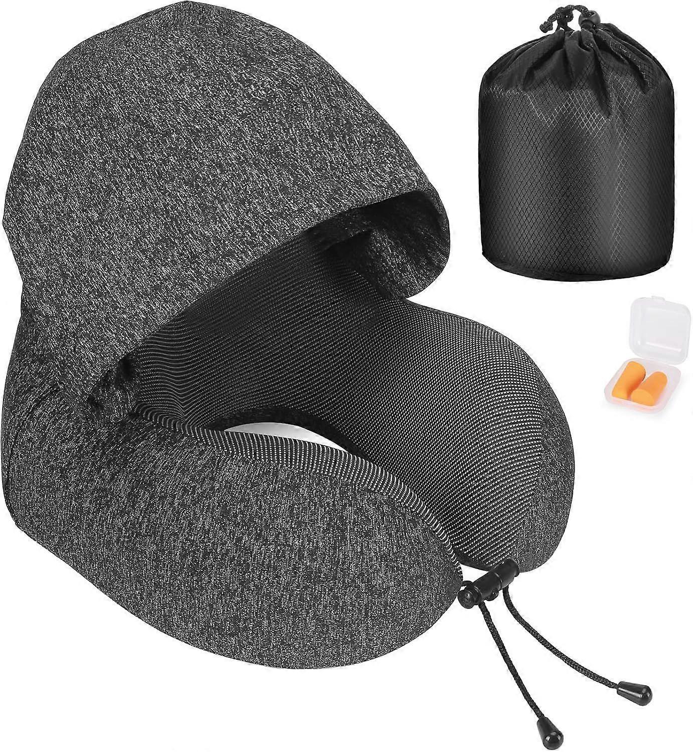 Memory Foam Hooded Travel Neck Pillow Comfortable Travel Pillow with Hood