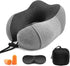 Comfy Memory Foam Travel Pillow for Airplane Car - Gray