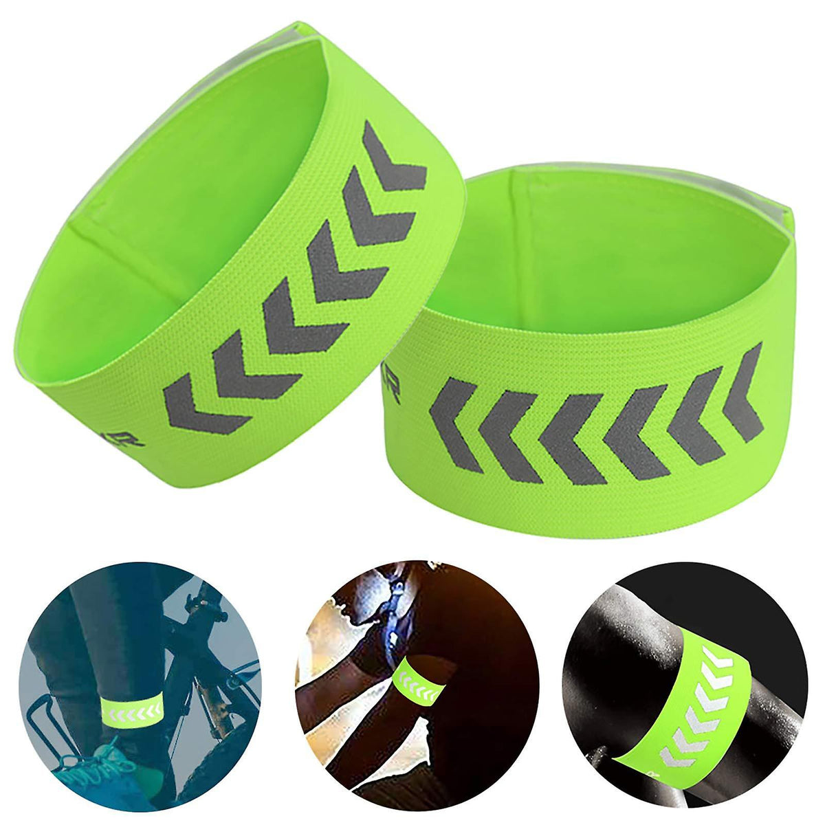 2pcs Reflective Wristbands, High Visibility Running Armbands, Reflective Strap Gear