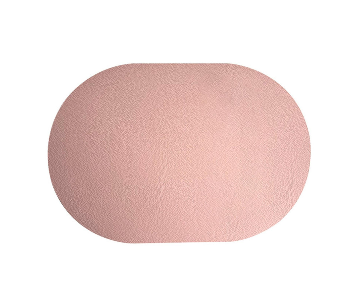 Table Mat Non-slip Wipeable Faux Leather Oval Shape Insulation Pad for Dining Room-Pink