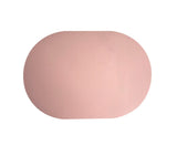 Table Mat Non-slip Wipeable Faux Leather Oval Shape Insulation Pad for Dining Room-Pink