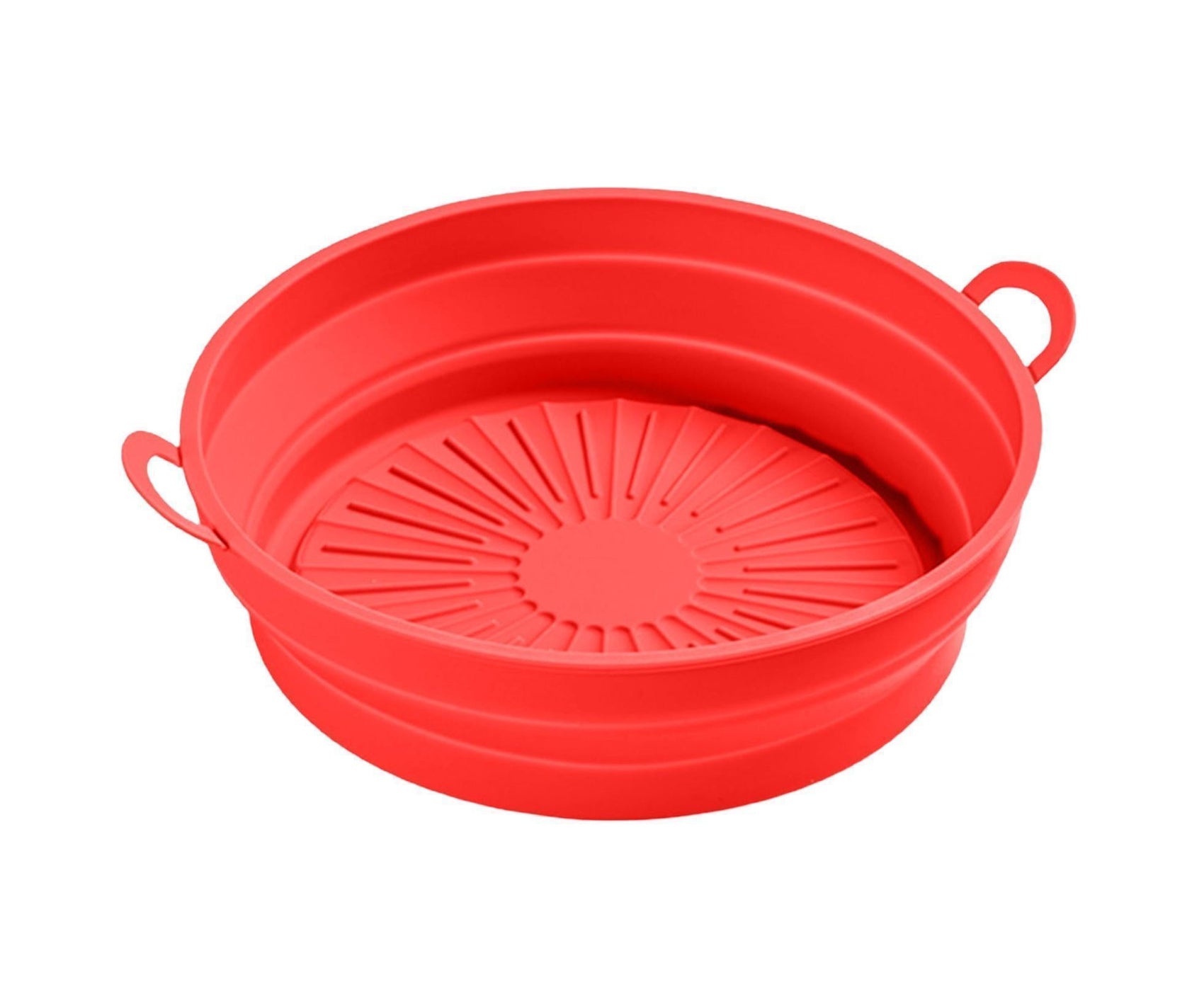Air Fryers Bakeware Foldable Silicone Grill Pan -Red 8.5inch