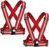 2 Pack Reflective Vest Straps, Adjustable Running Gear for Men & Women, Red
