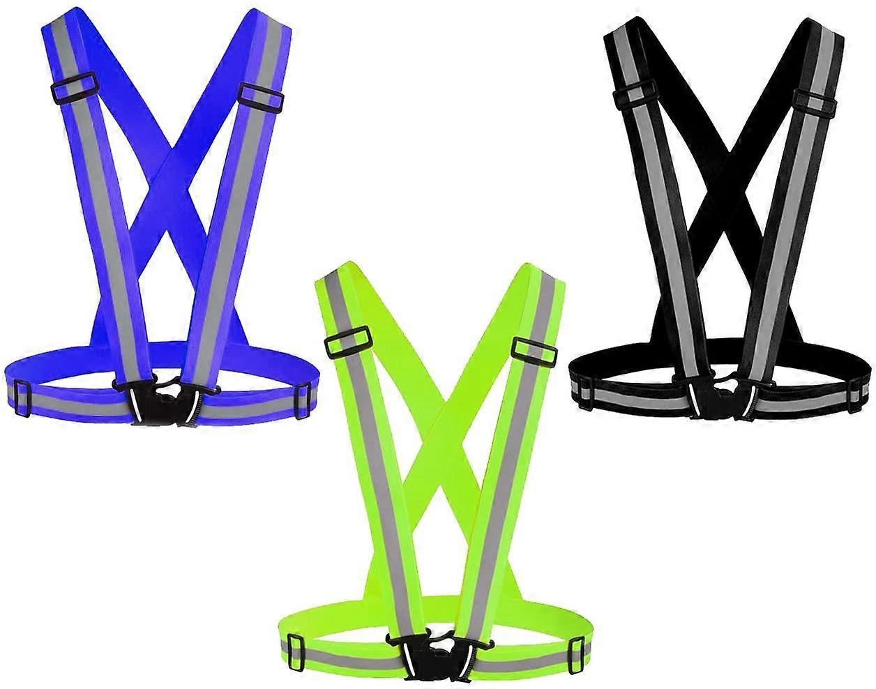 3 Pack Reflective Vest Running Gear, Adjustable High Visibility security Belts for Outdoor Use