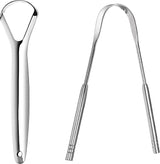 2PCS Medical Grade Stainless Steel Tongue Scrapers, Metal Tongue Cleaner for Adults