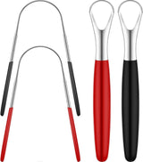 4PCS Stainless Steel Tongue Scrapers, Metal Oral Cleaner for Bad Breath - Family Pack