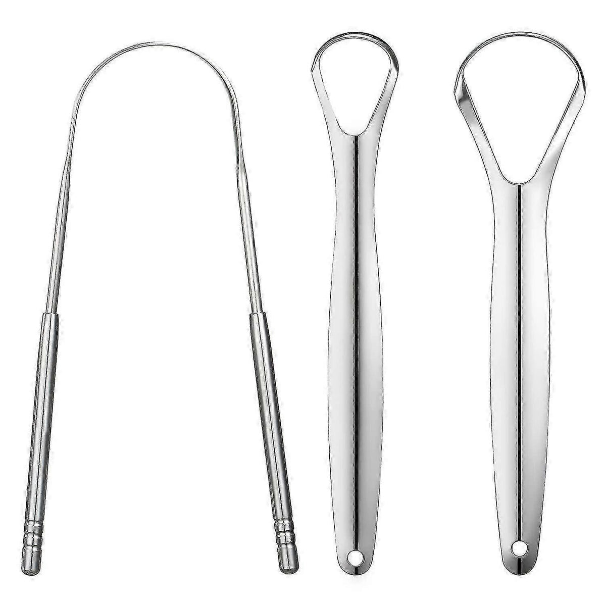 3 Pack Stainless Steel Tongue Scrapers, Portable Metal Tongue Cleaner for Oral Care