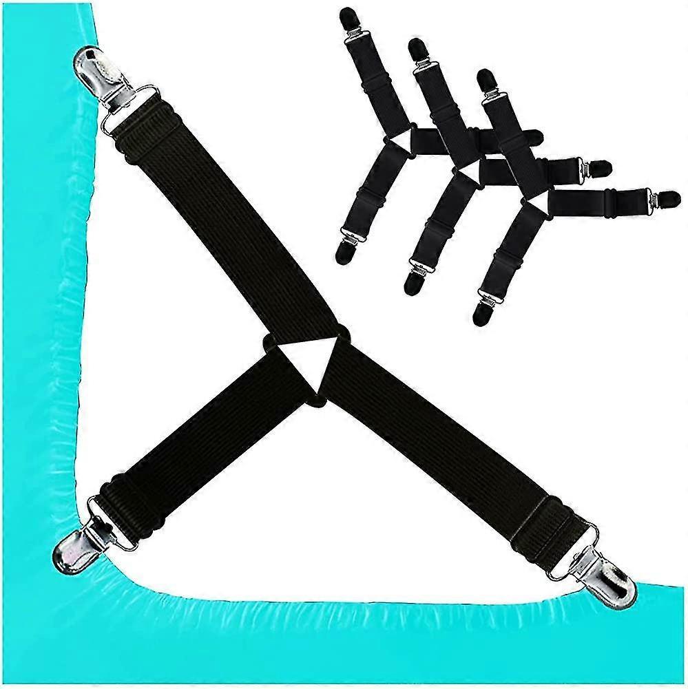 4PCS Bed Sheet Holder Clips, Adjustable Sheet Attachment Belts for Bedding