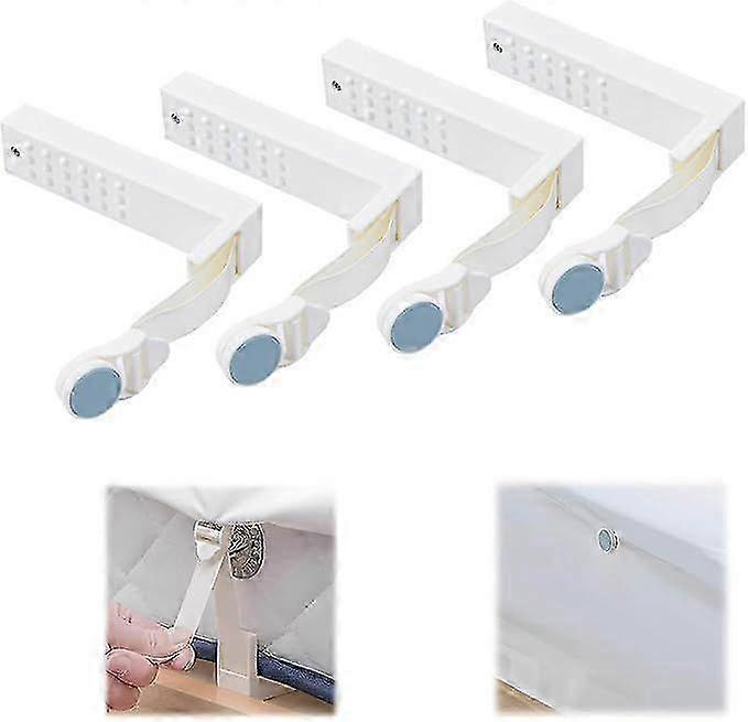 4PCS Adjustable Bed Sheet Clips, Universal Suspenders and Fasteners for Tight Fit