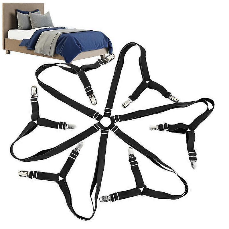 6-Head Elastic Bed Sheet Holder Clips, Adjustable Strong Grippers