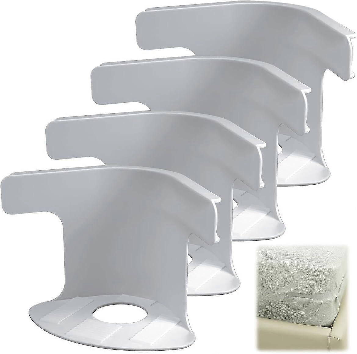 Grey Bed Sheet Holder Straps, Heavy Duty Corner Clips for Mattress and Bedding