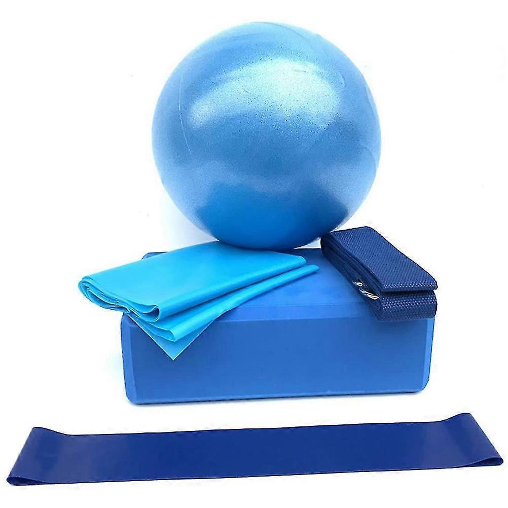 5pcs Yoga Ball Set - Fitness Ball, Blocks, Stretch Band, Resistance Loop, Belt