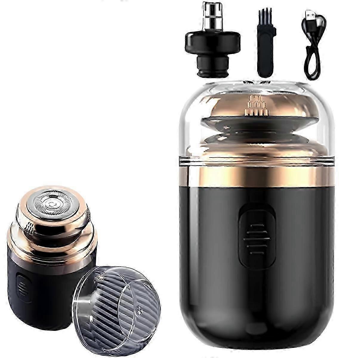 Capsule Mini Shaver, Portable Rechargeable Beard Razor for Men - Black