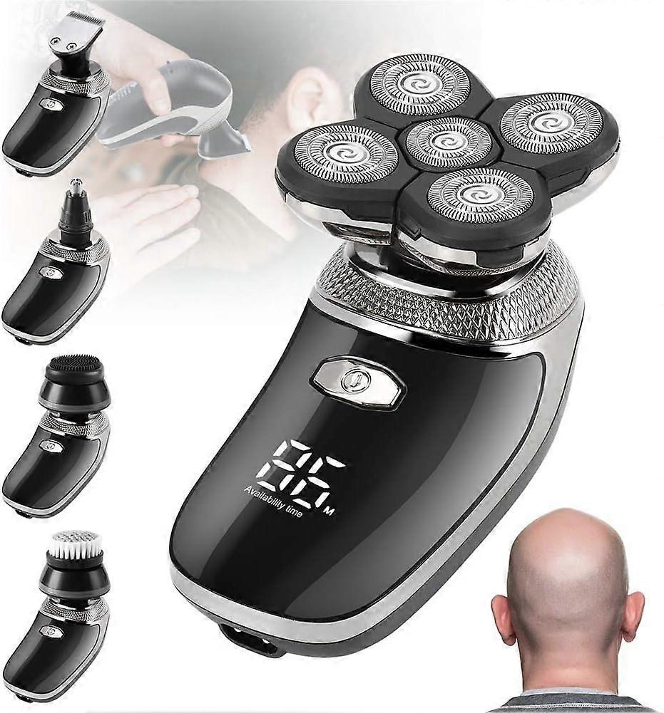 Rechargeable Bald Head Shaver for Men, USB Rotary Beard Trimmer, Waterproof