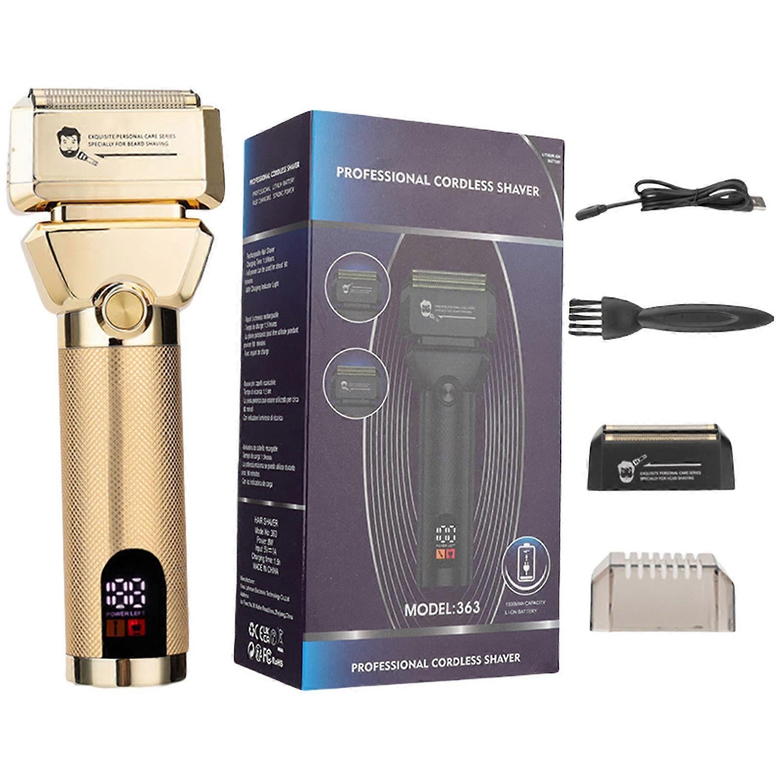 Foil Electric Shaver for Bald Men, Gold Cordless Barber Razor
