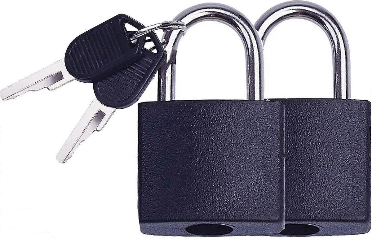 2pcs Mini Luggage Lock with Key - Travel Suitcase Locker Padlock (Black)