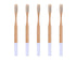 5Pcs Round Bamboo Handle Home Travel Adult Soft Bristles Dental Care Toothbrush-White