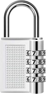 4-Digit Zinc Alloy Combo Padlock - Silver Travel Luggage Lock