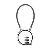 3-Digit Cable Lock - Anti-Theft Luggage Lock for Suitcase/Backpack (White)
