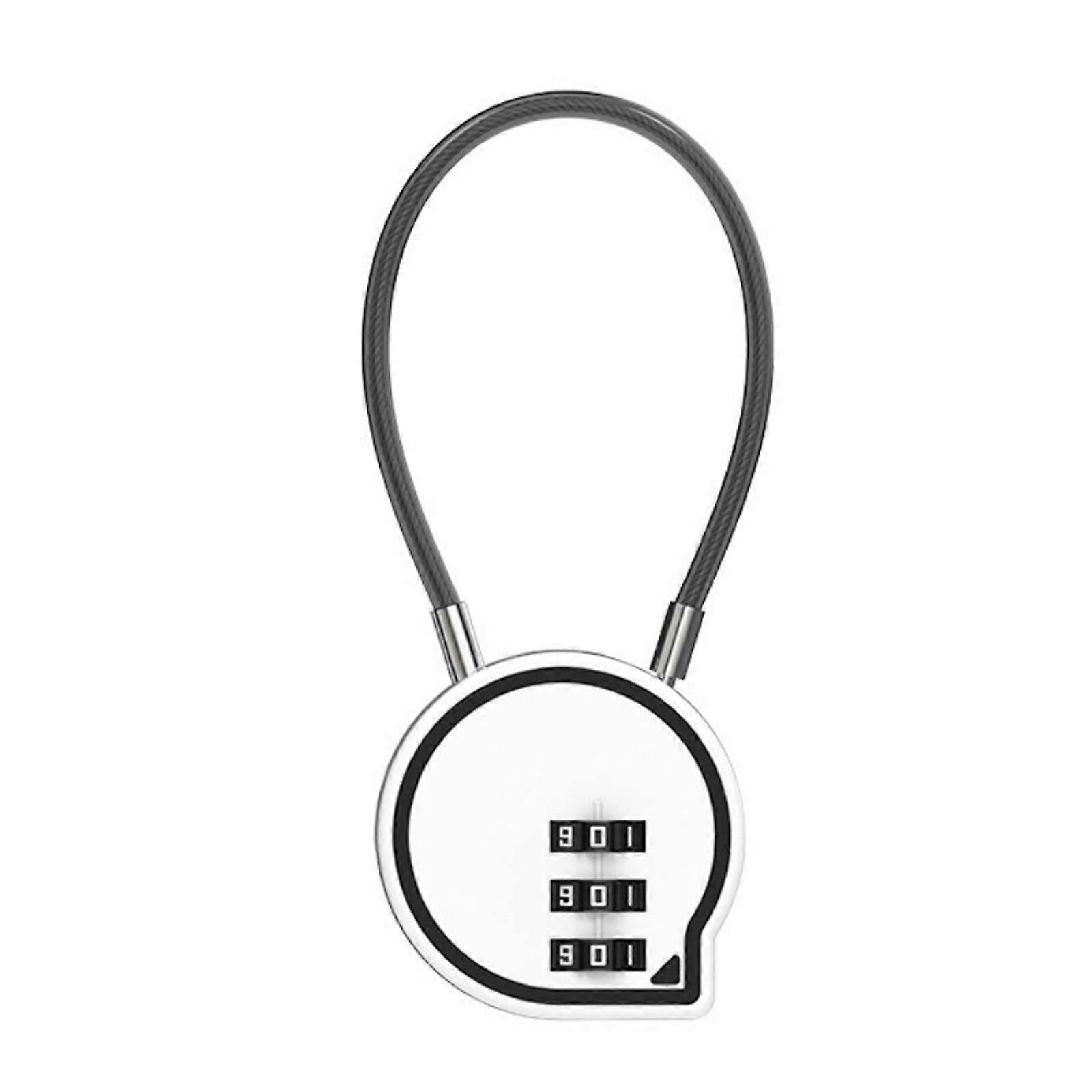 3-Digit Cable Lock - Anti-Theft Luggage Lock for Suitcase/Backpack (White)