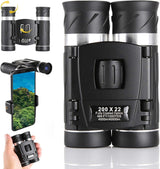 200x22 HD Binoculars for Adults High Power Compact Travel Bird Watching Binoculars