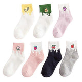 7 Pairs Girls Cotton Anti-Slip Tube Socks Banana Avocado Novelty Pattern