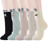 5 Pairs Fluffy Bed Socks for Women Winter Warm Cuddly Christmas Socks
