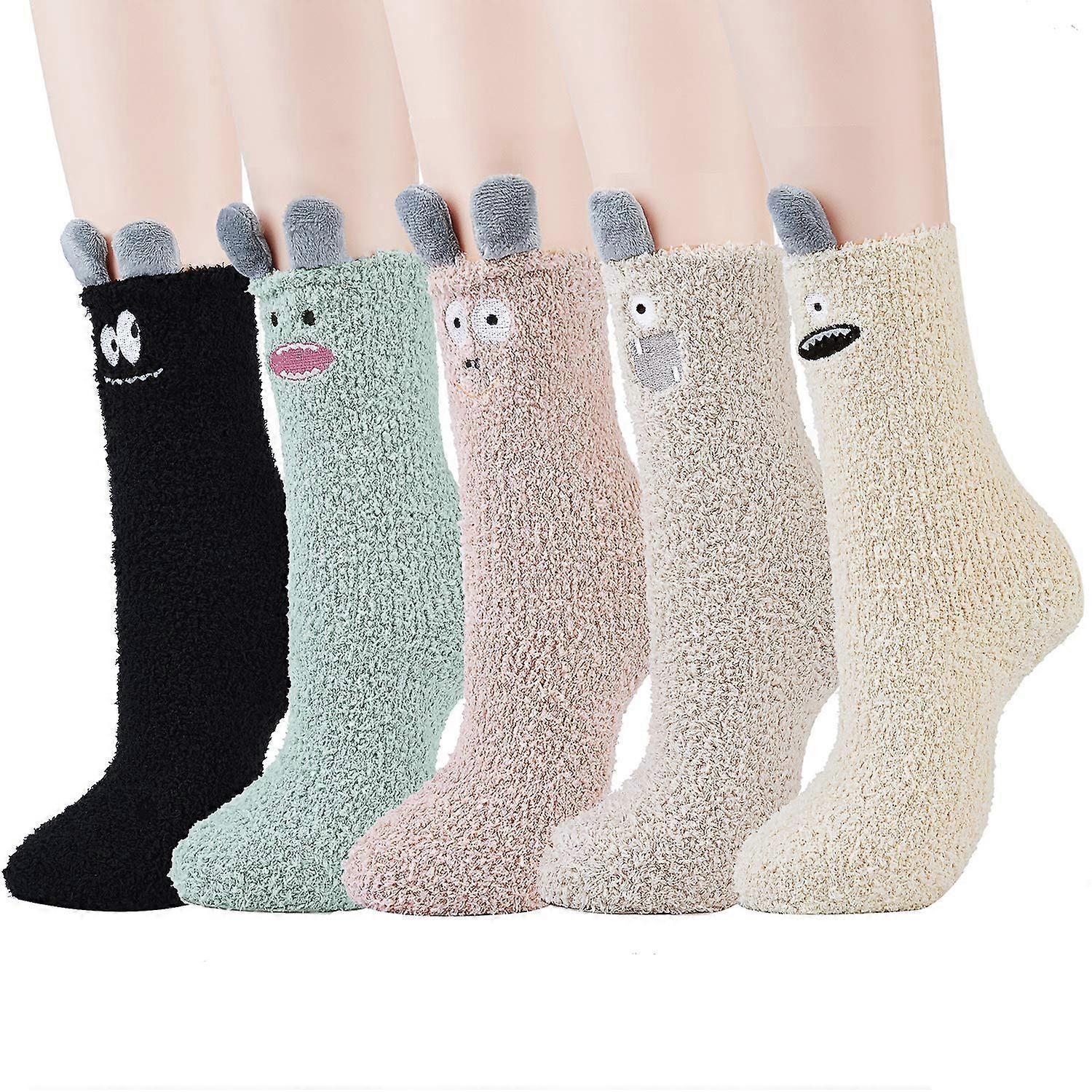 5 Pairs Fluffy Bed Socks for Women Winter Warm Cuddly Christmas Socks