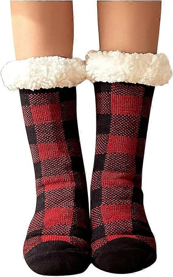 Women's Non-Slip Fluffy House Socks Thick Knitted Bed Socks Winter Warm Plush Socks