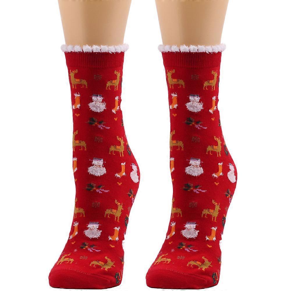 Christmas Socks for Women Wool Mid-Calf Socks Autumn Winter Holiday Warm Socks