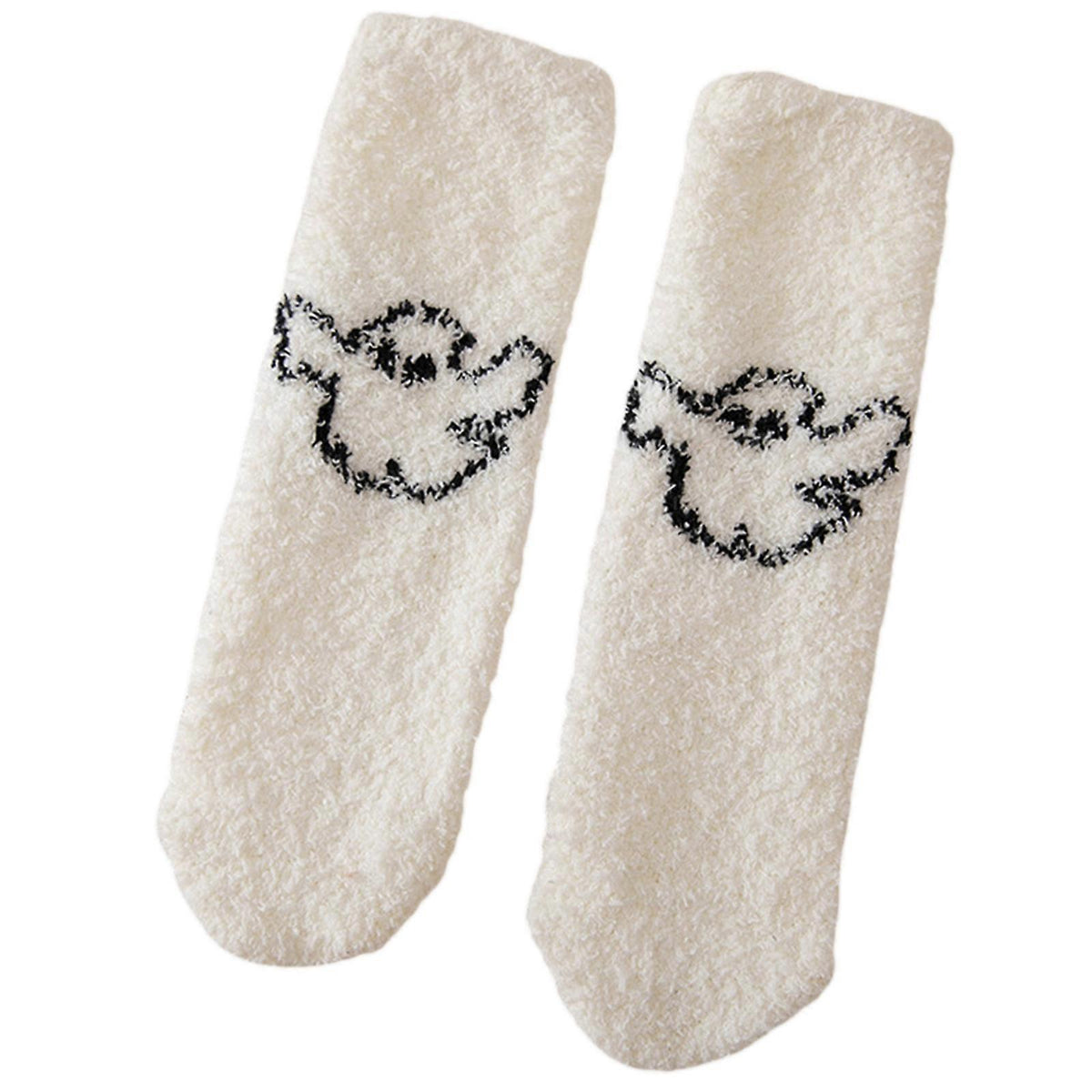 Women's Fuzzy Plush Socks Thick Winter Bed Slipper Socks Cozy Warm - White