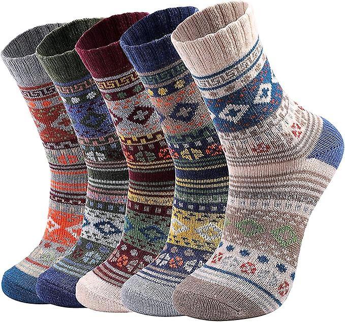 5 Pairs Wool Socks for Women Boot Crew Cozy Soft Warm Winter Socks