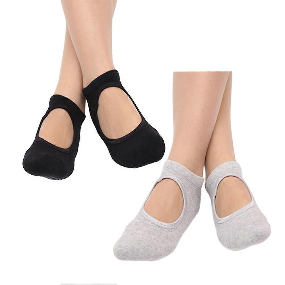 2 Pairs Women's Yoga Socks with Grip Cotton Non-Slip Ballet Socks