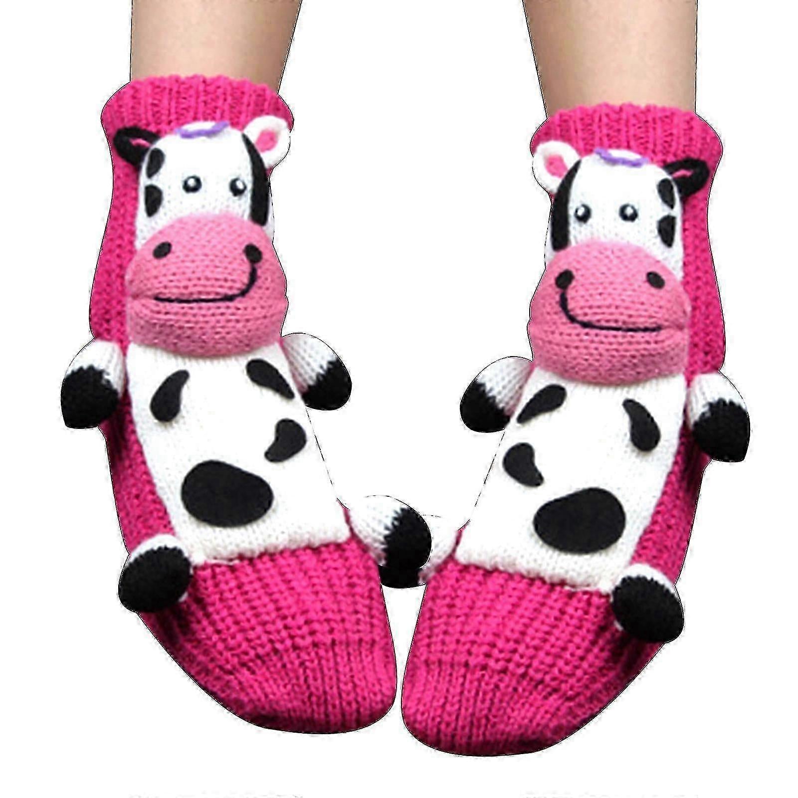 3D Cartoon Wool Christmas Floor Socks Cute Thick Sleep Socks for Winter
