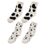 2 Pairs Winter Fuzzy Animal Socks Cute Comfy Warm Casual House Socks