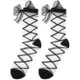 1 Pair Women's Mesh Bow Socks Net Cute Dress Ankle Socks with Bowknot