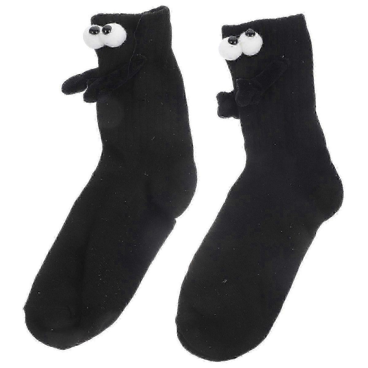 1 Pair Cotton Sports Socks Middle-Calf Hand Holding Pattern Crew Socks