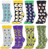 Women's Cotton Novelty Print Socks Animal Food Pattern Cute Pack Socks