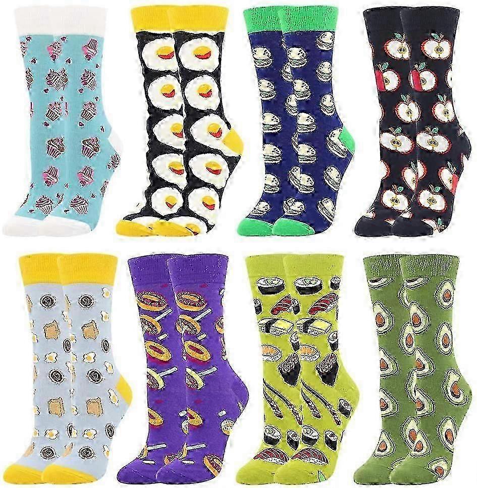 Women's Cotton Novelty Print Socks Animal Food Pattern Cute Pack Socks