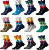12 Pairs Mens Rhombus Basketball Socks Gradient Pattern Sports Crew Socks