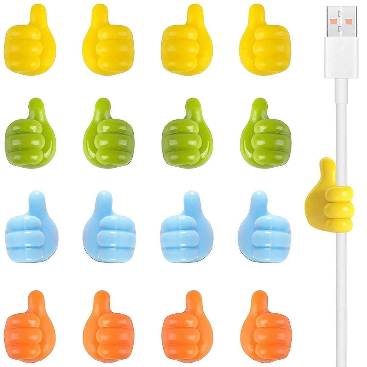 16pcs Cable Holders Thumb Gesture Hooks Desktop Wire Organizer Clips