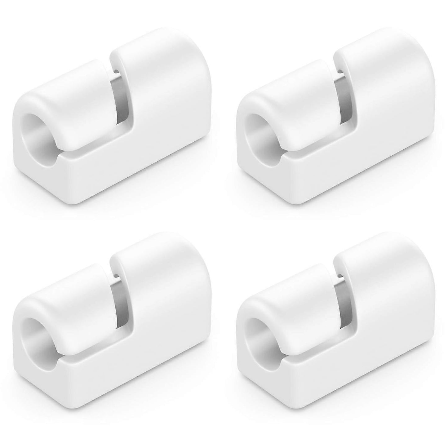 4-Pack White Cable Holders Self-Adhesive Clips for Wall Baseboard Cord Organizer