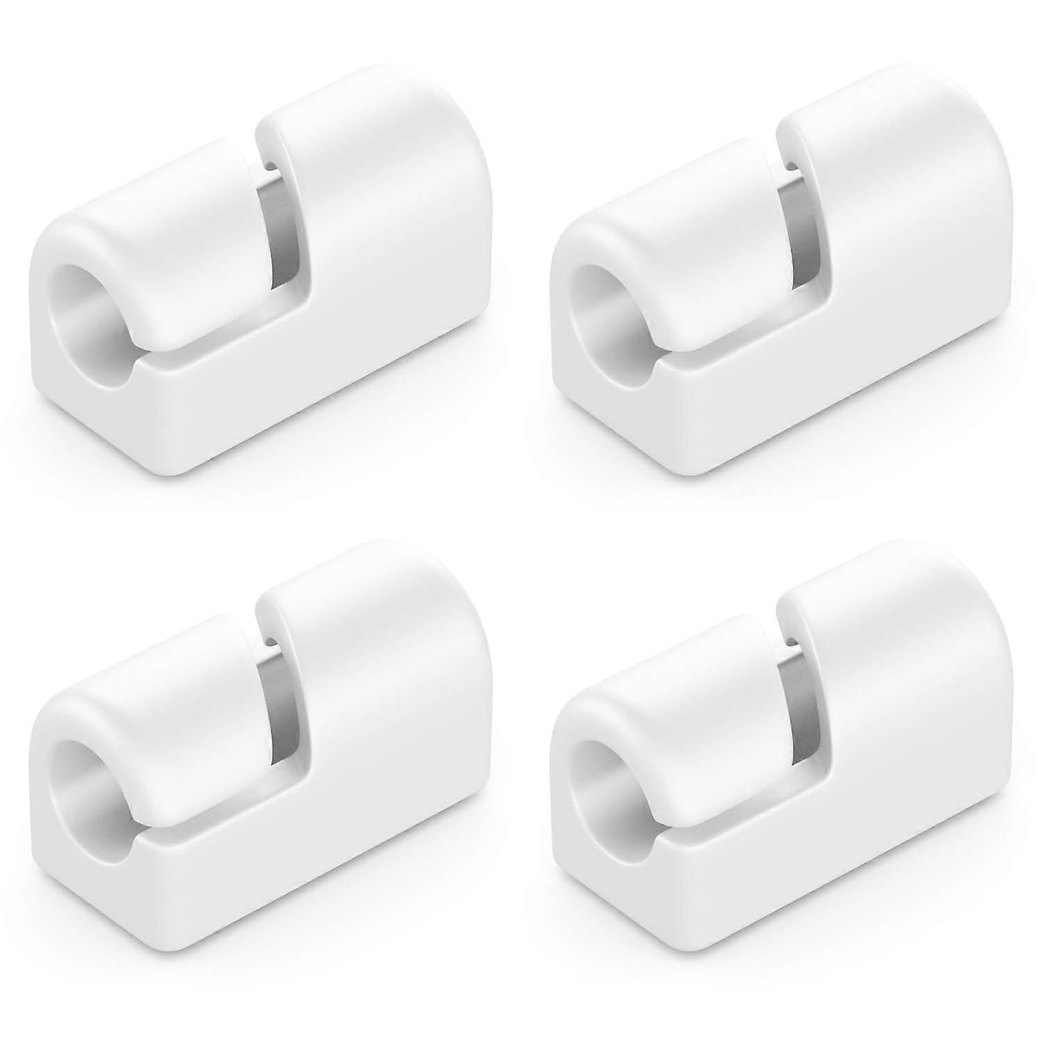 4-Pack White Cable Holders Self-Adhesive Clips for Wall Baseboard Cord Organizer