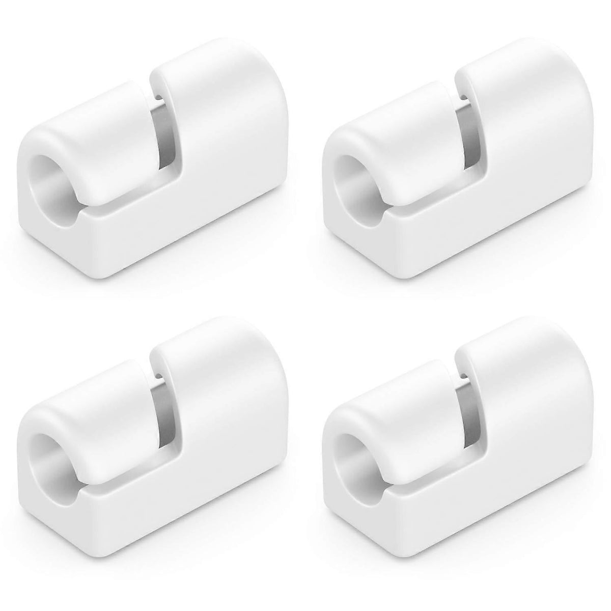 4-Pack White Cable Holders Self-Adhesive Clips for Wall Baseboard Cord Organizer