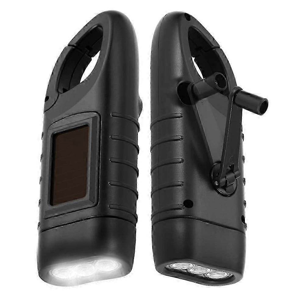 2pcs Hand-Crank Solar Flashlights Emergency Mini LED Torch for Survival Kits