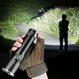 Super Bright Rechargeable LED Flashlight Zoomable with Modes Handheld Torch (OO)