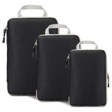 3pcs Compression Packing Cubes Suitcase Organiser Luggage Storage Bags - Black