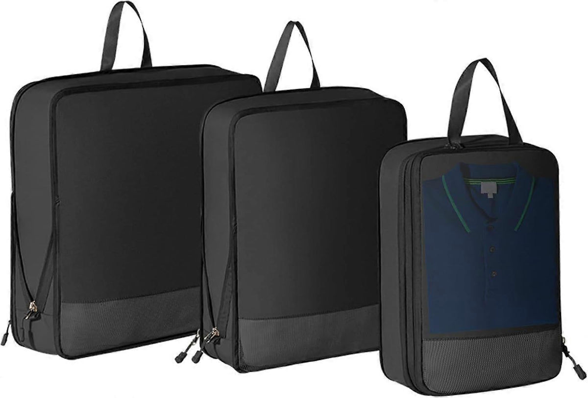 3pcs Compression Packing Cubes Expandable Luggage Organizers for Travel