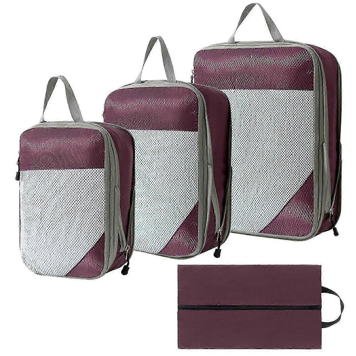 4pcs Extensible Compression Packing Cubes Suitcase Organizer for Travel